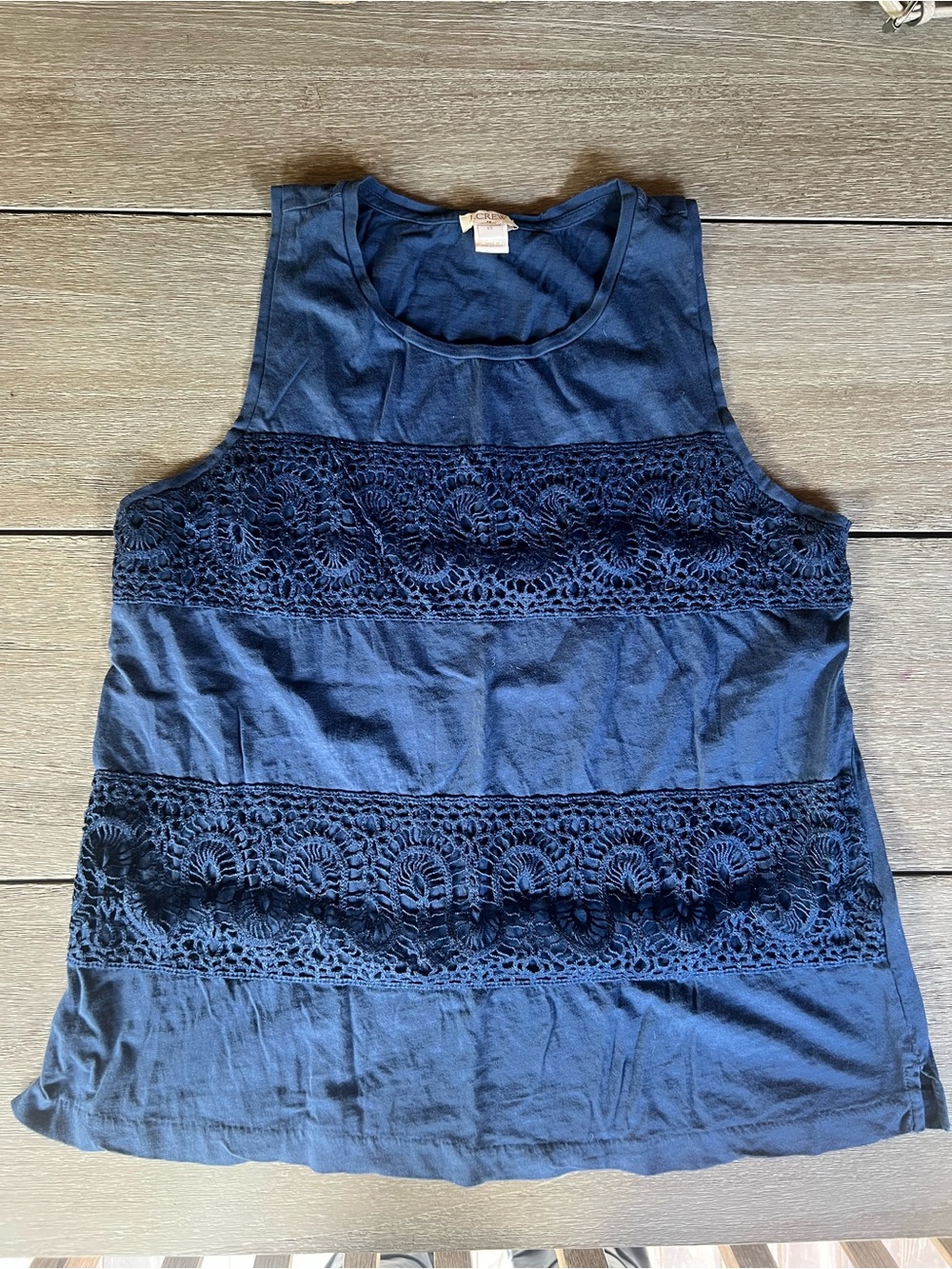 J. Crew Navy Crochet Panel Tank Top